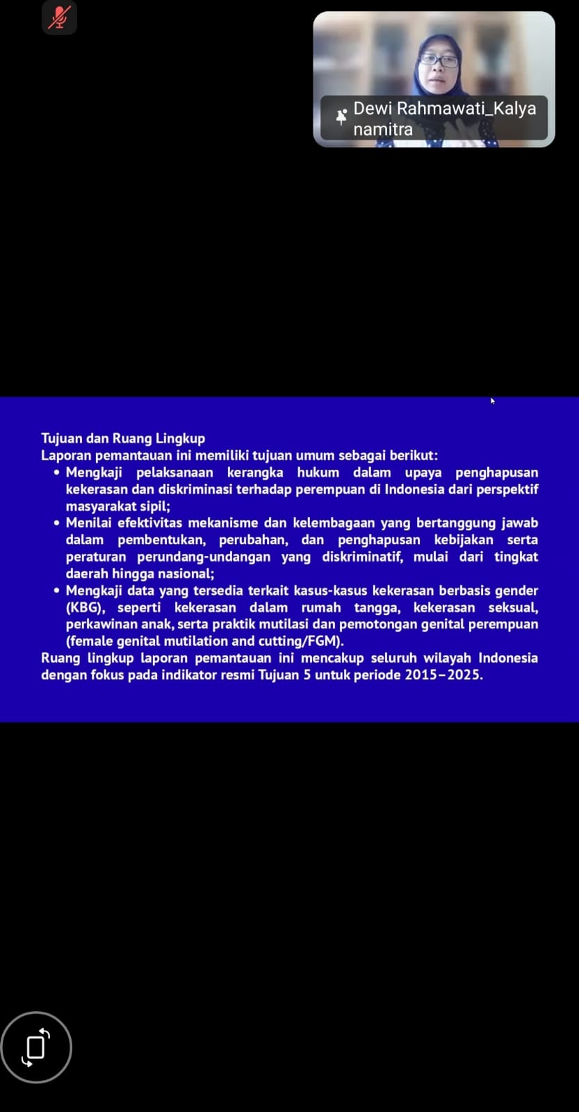 Pemantauan SDGs Tujuan 5 : Dari Evaluasi ke Aksi: Meninjau Kebijakan Pemenuhan Hak Perempuan di Indonesia dan Strategi Percepatan Menuju 2030